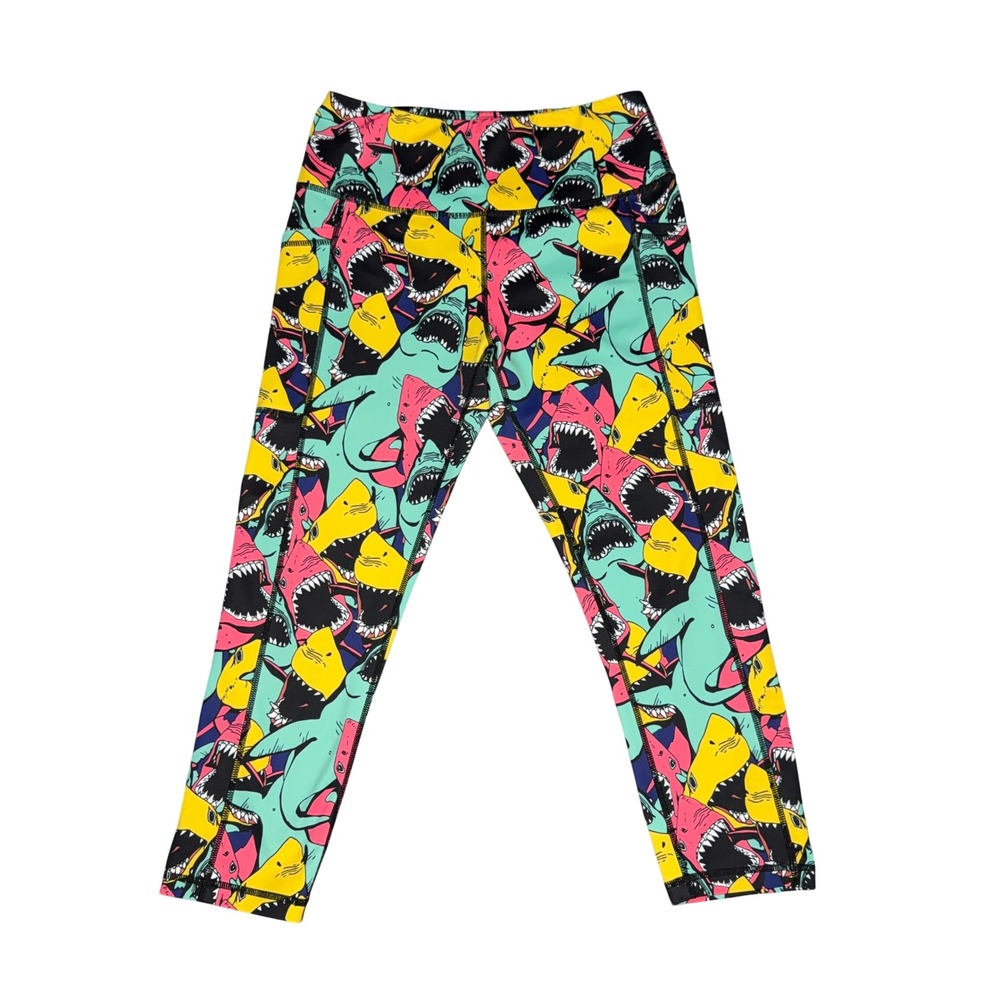 Constantly Varied Gear Leggings Women Small Multicolor Excellent Shark Print